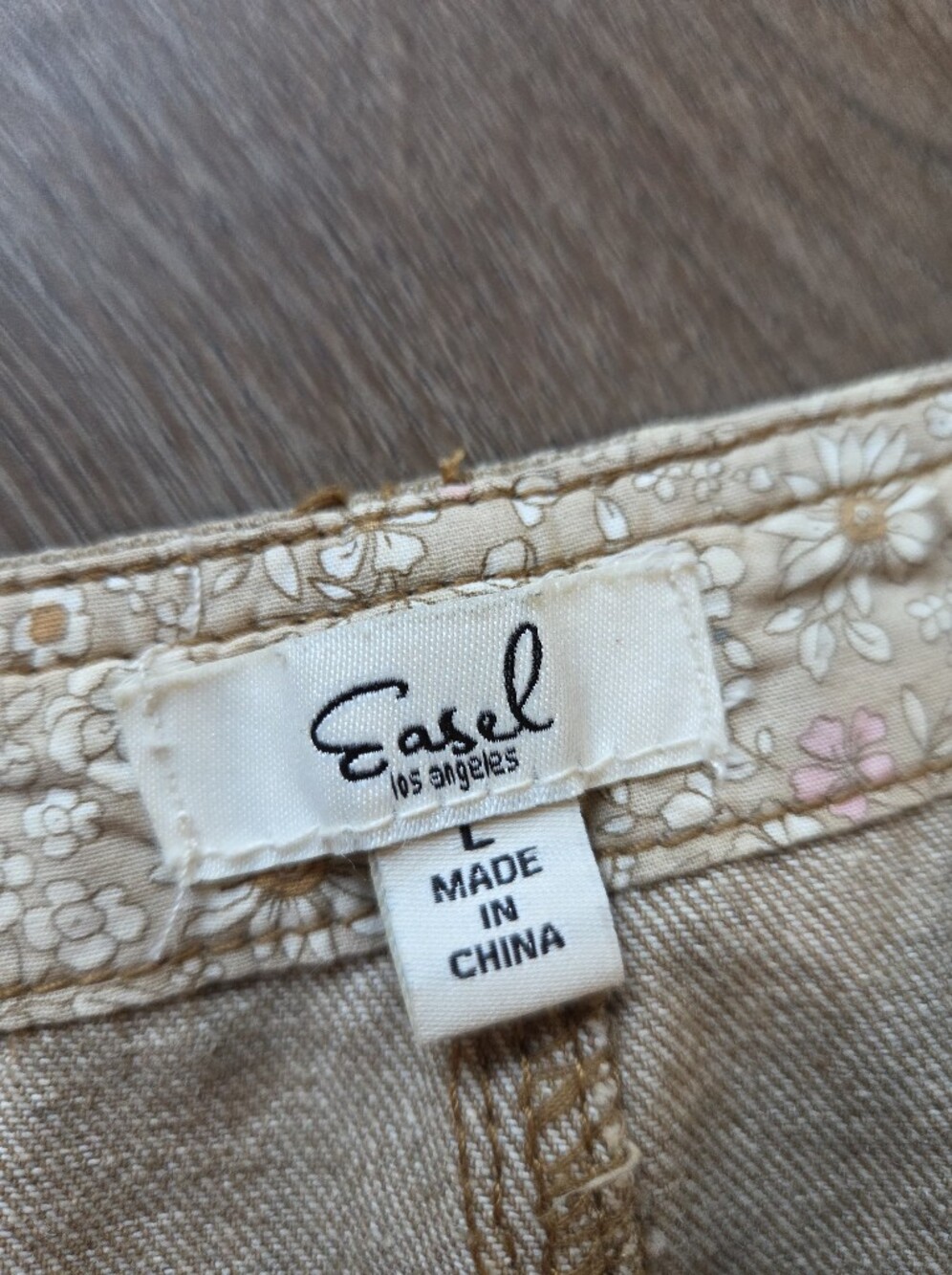Easel Floral Frenzy Jumpsuit Overalls in Olive Grey, Taupe Floral Print Womens L - Picture 11 of 11